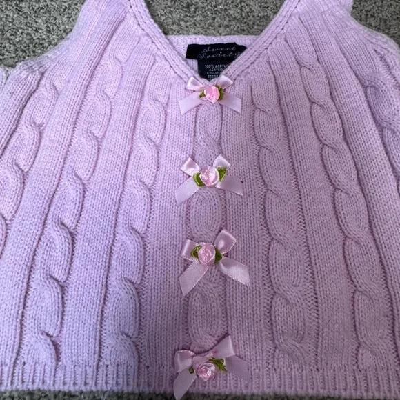 Cable Knit Pink Cropped Tank Top - Picture 3 of 4